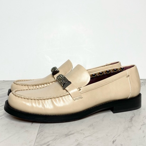 Franco Sarto Lizzy Tan Faux Leather Sparkle Loafer 8M - Picture 1 of 16